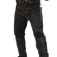 Dark Ninja Costume-Adult, shirt plus hooded vest, pants, gauntlets and shin guards.