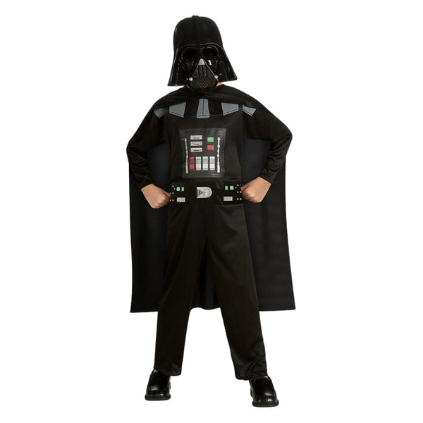 Child wearing an officially licensed Darth Vader Classic Star Wars costume with cape and mask, perfect for Book Week, May the 4th and Halloween.