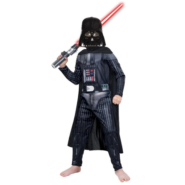 darth vader classic costume child, jumpsuit, mask, detachable cape.