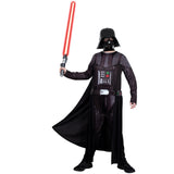 Adult dressed as Darth Vader wearing the full Star Wars costume and mask