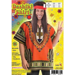 Orange dashiki hippie shirt with colourful pattern – Dr Toms
