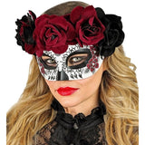 Day of the Dead Floral Eye Mask Worn with Sugar Skull Makeup
