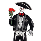 Day of the Dead Skull Mask Worn with Traditional Style Costume