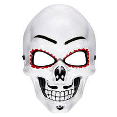 Day of the Dead Skull Mask with Black and Red Detailing – Front View