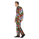 Day of the Dead Stand Out Suit, Multi-Coloured jacket, pants and tie.