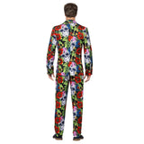 Day of the Dead Stand Out Suit, Multi-Coloured jacket, pants and tie.