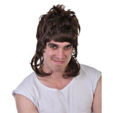 Brown mullet wig with short top and long back