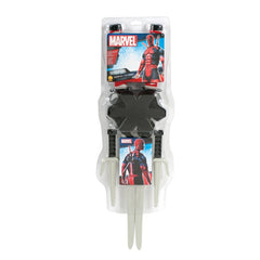 Deadpool weapon kit with toy swords, sais, and backpack holder