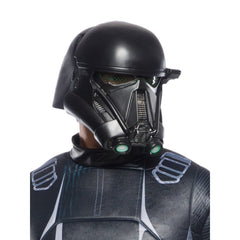 Death Trooper adult costume from Rogue One – black printed jumpsuit and molded helmet