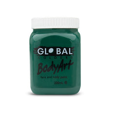 Deep green face and body paint by Global – non-toxic water-based paint for costumes, cosplay, and sports events