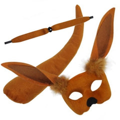 Deluxe adult kangaroo costume set with mask, tail, and collar by Sweidas Party