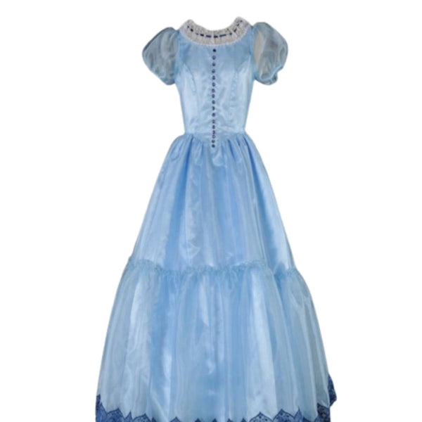 Deluxe Alice costume hire Brisbane with long blue layered dress