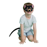 Child wearing a Tasmanian Devil mask and tail.