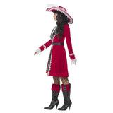 Deluxe Authentic Lady Captain Costume, Red coat style dress, hat and boot tops.