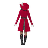 Deluxe Authentic Lady Captain Costume, Red coat style dress, hat and boot tops.
