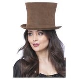 Deluxe Authentic Victorian Top Hat, Brown, unisex, steampunk.