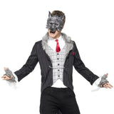 Close up of Big Bad Wolf costume showing mask, gloves and jacket details