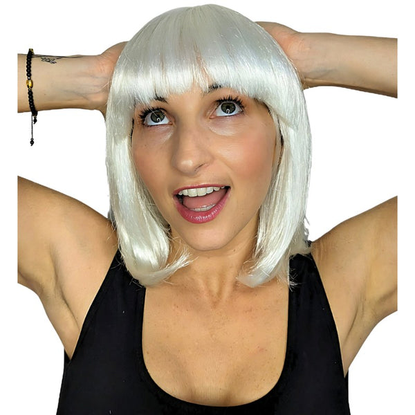 Deluxe Bob Wig White – 1920s flapper style costume wig
