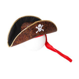 Pirate hat with skull and crossbones design on a white background