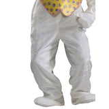 Lower half of the Deluxe Bunny Costume featuring a white jumpsuit with attached shoe covers