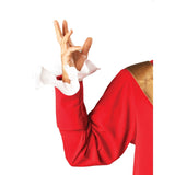 Deluxe Captain Hook Costume – close-up of red jacket sleeve with frilly white cuff, showcasing elegant pirate-inspired detailing.