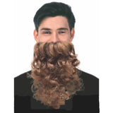 brown curly costume beard with elastic strap