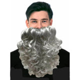 grey curly costume beard with elastic strap