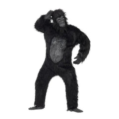 Deluxe Gorilla Adult Costume, long faux fur with latex tummy, mask, gloves and feet. 