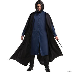 Deluxe Severus Snape costume hire Brisbane front view with long black robe and dark jacket
