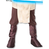 Jedi Knight Deluxe Child Costume  close-up of pants with attached boot tops featuring underfoot elastic straps for a secure and realistic Jedi appearance.