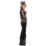 Back view of deluxe evil queen costume showing dramatic silhouette
