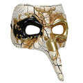 Deluxe Long Nose Venetian Mask – Cream & Gold