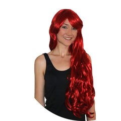Deluxe Mermaid Wig Long Red with Fringe – wavy ocean fantasy wig