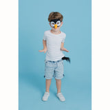 Deluxe Animal Set - Penguin, black and white mask with clip on tail featuring a tuff of fluff.