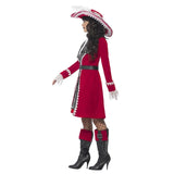 Red pirate captain costume lace cuffs and trim detail