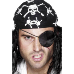 Deluxe Black Pirate Eyepatch with elastic strap – classic pirate costume accessory