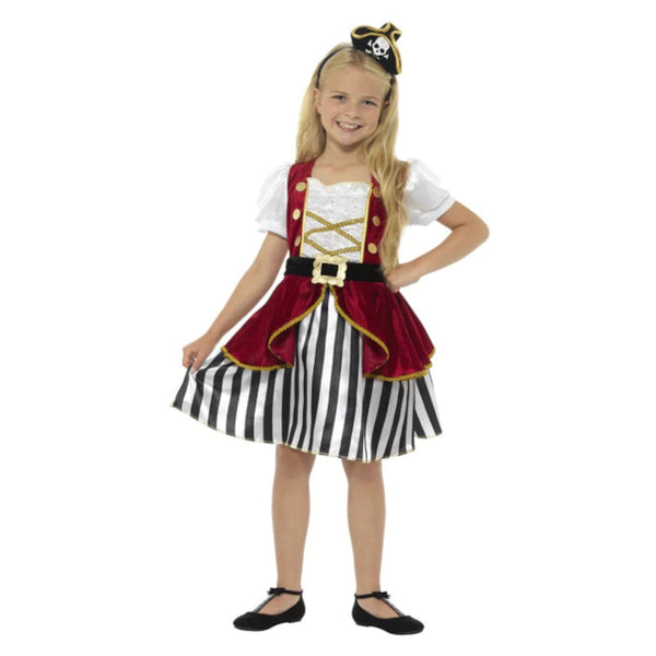 Deluxe Pirate Girl Costume, Red & Black  dress and mini hat.