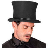 Black morning top hat with structured wool look finish