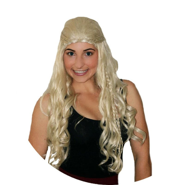 Deluxe Renaissance Queen Wig Blonde – long wavy medieval fantasy wig 