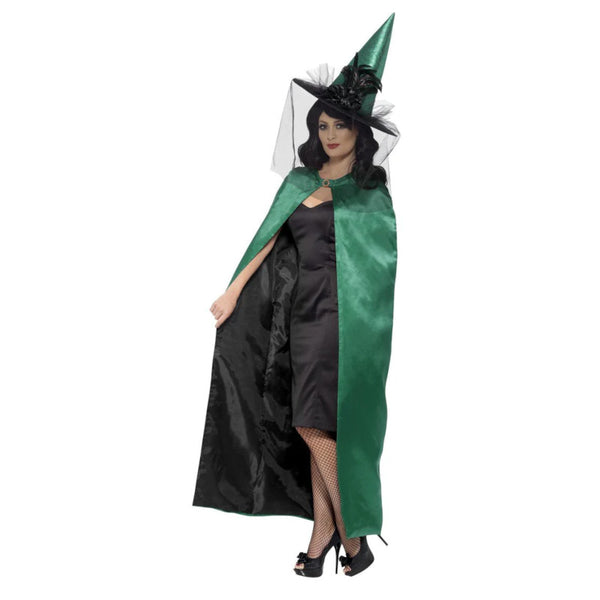 Ladies Reversible Cape-Green & Black.