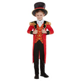 Deluxe Ringmaster Boys Costume, red tailcoat attached vest and hat.