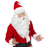 Santa Claus in a red suit with white beard and hat on a white background