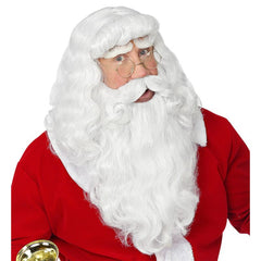 Deluxe Santa Claus white wig with matching beard and moustache Christmas costume accessory