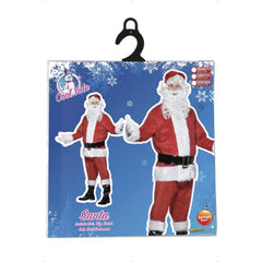 Deluxe Santa Costume - Smiffys, fur jacket, pants, hat, belt, boot covers and beard.