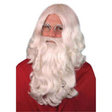 Deluxe Santa wig and beard set in snowy white curls, premium quality Christmas costume accessory.