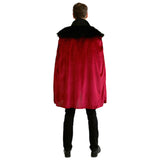 Deluxe red Vampire Cape with black faux-fur trim back view