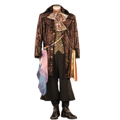 Deluxe Wacky Hatter men’s costume hire Brisbane with velvet jacket, striped pants and oversized hat