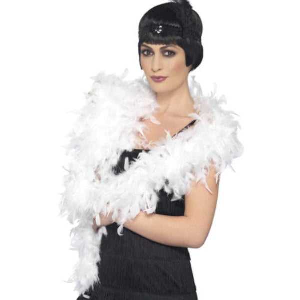 Deluxe white feather boa 180cm – glamorous 1920s and burlesque costume accessory