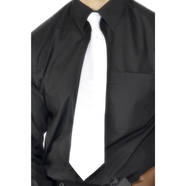 Deluxe white gangster tie for 1920’s costumes, Gatsby parties, and vintage mobster outfits