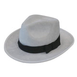 Deluxe white velour gangster hat with black band for 1920s and mobster costumes